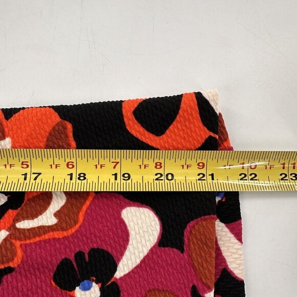 ECI New York Floral A-Line Skirt Large Black/Orange/Pink Stretch Mod Retro Artsy - Picture 11 of 13